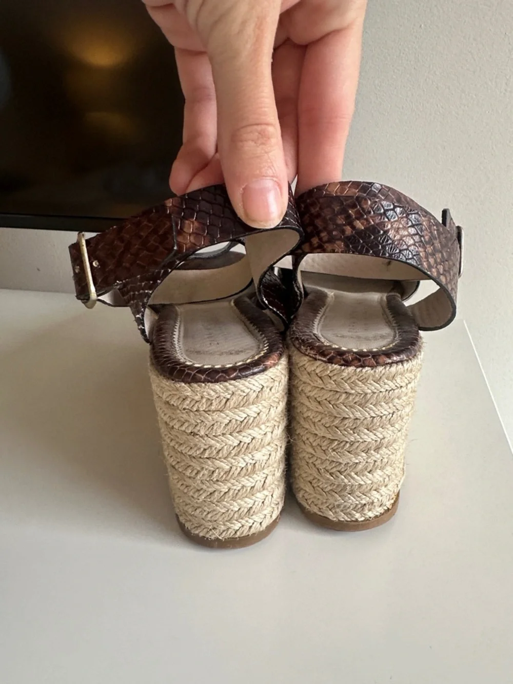 Zara Brown Snake Print Platform‎ Sandals